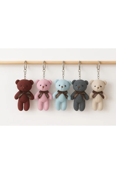 C&On Design Mini Peluş Simli Ayıcık Çanta Süsü Aksesuarı Sevimli Bebek Ayıcık Anahtarlık 1 Adet ürün görseli 1