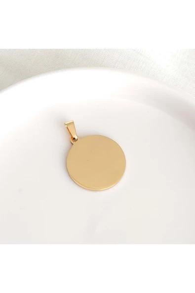 C&On Design ÇELİK GOLD YUVARLAK PLAKA KOLYE UCU 2,5CM ürün görseli 1