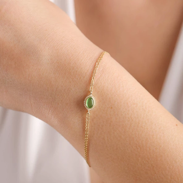 Altın Vintage Bileklik Opal Green ürün görseli 1