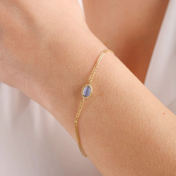 Altın Vintage Bileklik Opal Blue ürün görseli 1