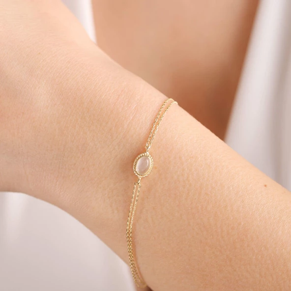 Altın Vintage Bileklik Opal Beige ürün görseli 1