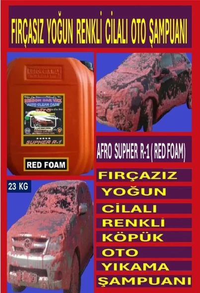 Afro Supher R-1 ( Renkli Cilalı Fırçasız Oto Yıkama Şampuan köpüğü Özel Güçlü Temizleyici ) 23 Kg ürün görseli 1