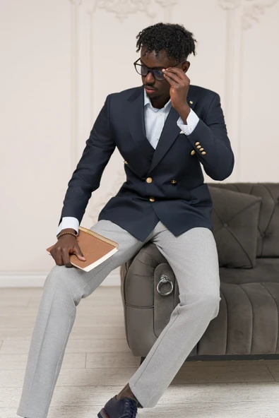 Regular Fit İtalyan Yaka Astarlı Torba Cepli Kruvaze Blazer Ceket ürün görseli 1