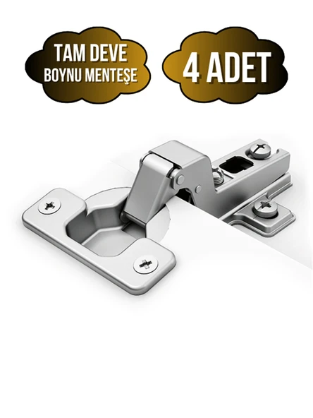 Tam Süper Deve Dolap Kapak Menteşesi Tas Menteşe(TAM SÜPER DEVE MENTEŞE) Krom TAM DEVE - 4 ADET ürün görseli 1