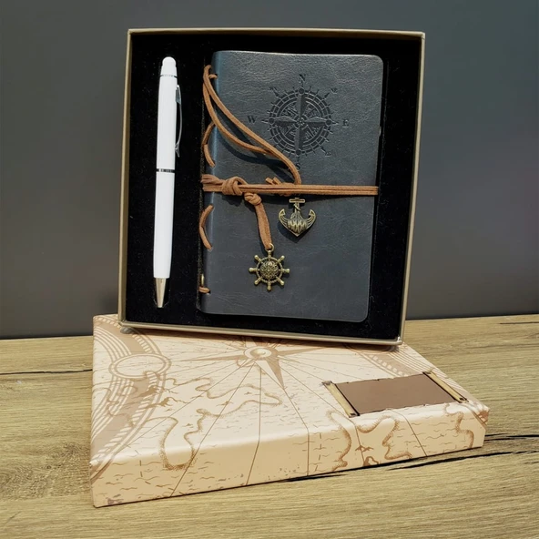 Gri Defter Ve Beyaz Kalem Kutulu Set ürün görseli 1