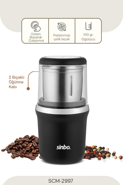 Sinbo SCM-2997 Krom Baharat ve Kahve Öğütücü ürün görseli 1