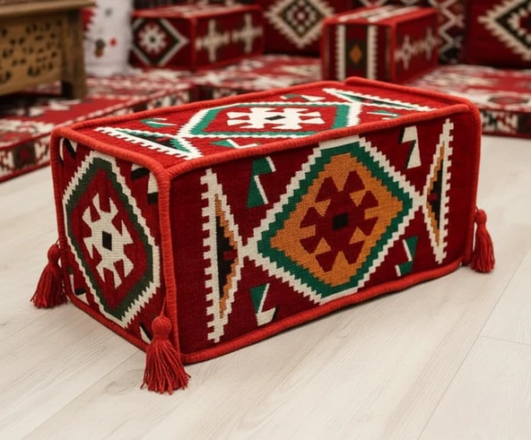 LUDIA Geleneksel Kilim Desenli Dekoratif Kol Dayama Minderi Kılıfı (İç Dolgusuz) (22 x 22 x 50 cm) ürün görseli 1