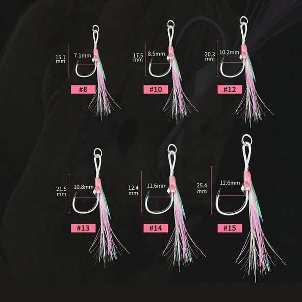 Ecooda Pink Style Light Jigging Single Hooks Assist İğne - Resim 4