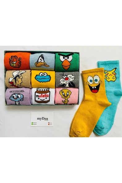 myDea Unisex Karakter Desenli Kolej Çorap 3 Çift ürün görseli 1