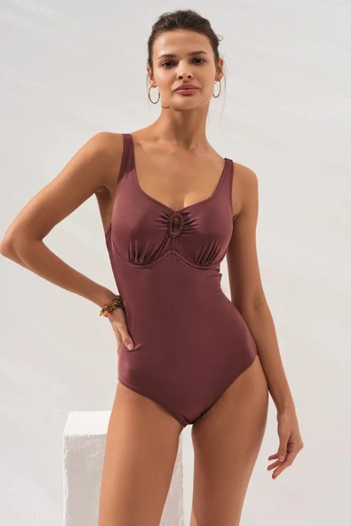 Riva Balenli Büyük Beden Mayo Toffee 231129 ürün görseli 1