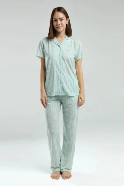 Cepli, Gömlek Yaka, Düğmeli, Kısakollu, Kutulu, Yazlık Pijama Takım ürün görseli 1