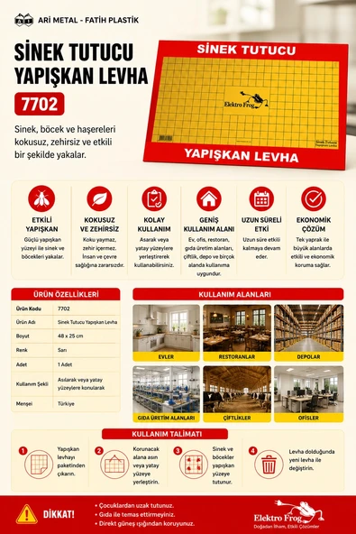 Arı Metal-Fatih Plastik 7702 Sinek Tutucu Yapışkan Levha 1 adet ürün görseli 1