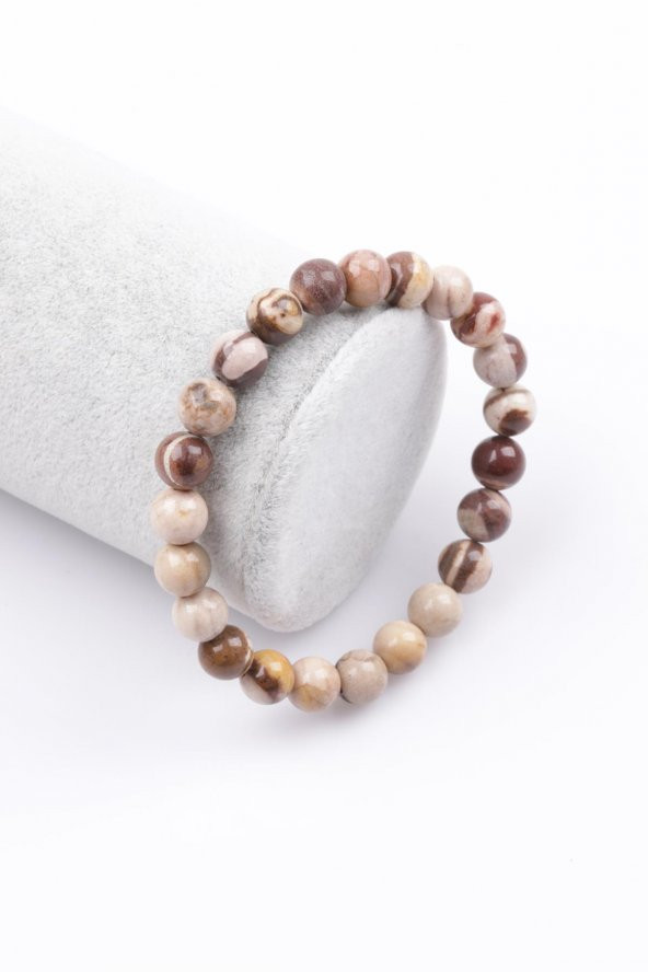 Leopard Skin Jasper Doğal Taş Bileklik 8 mm Küre Kesim ürün görseli 1