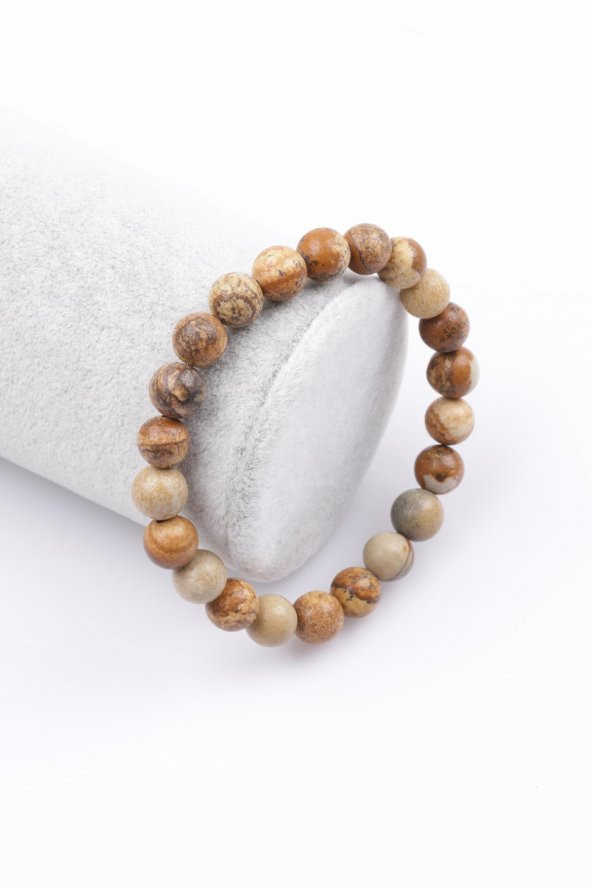 Picture Jasper Doğal Taş Bileklik 8 mm Küre Kesim ürün görseli 1