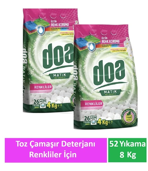 Doa Matik Toz Çamaşır Deterjanı Renkliler 2 x 4 Kg ürün görseli 1