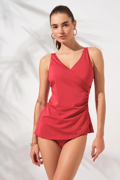 Mara Kruvaze Formlu Tankini Takım Kırmızı 231501 ürün görseli 1
