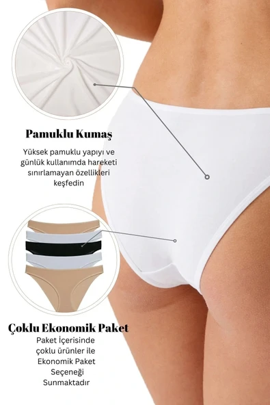 Kadın 5'li Ekonomik Paket Ten 2055 Basic Brief Pamuklu Külot - Resim 6