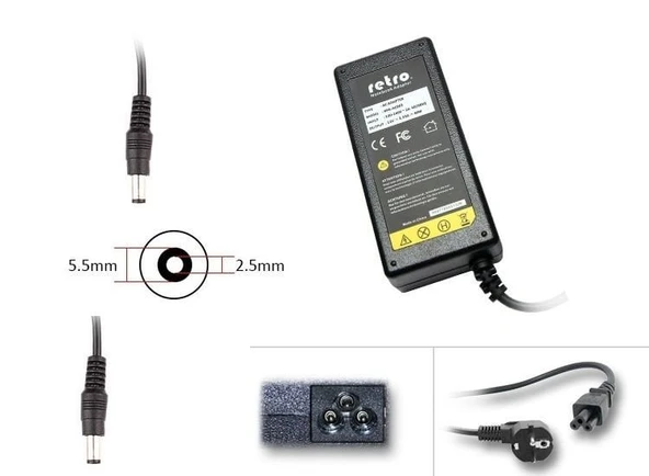 24V 3.75A 90W 5.5x2.5 mm Barkod Yazıcı Adaptör RETRO ürün görseli 1
