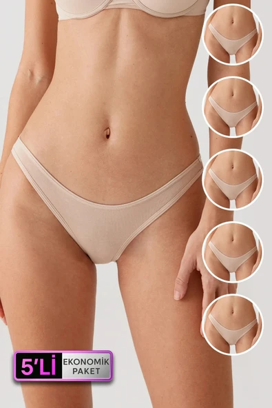 Kadın 5'li Ekonomik Paket Ten 2055 Basic Brief Pamuklu Külot ürün görseli 1