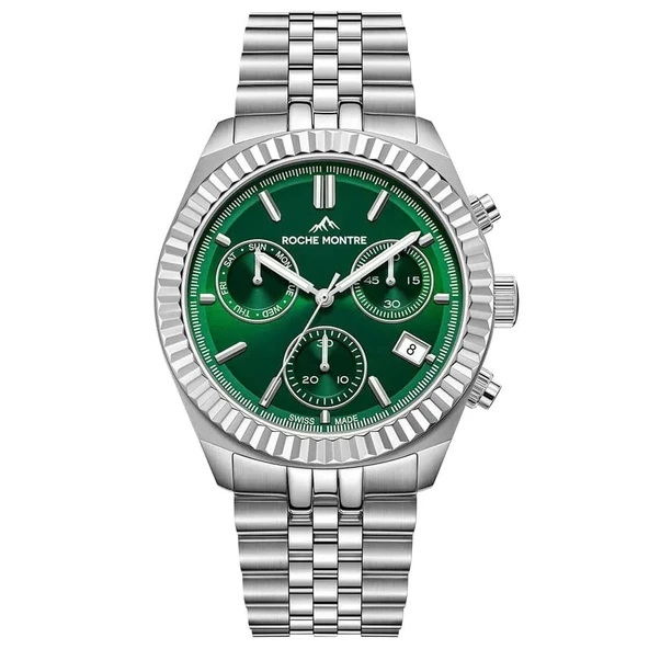 ROCHE MONTRE RMG6000-01 SWISS MADE YEŞİL KADRAN SAFİR CAM ÇELİK ERKEK KOL SAATİ ürün görseli 1