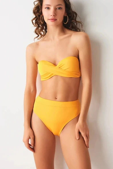 Tek Parça Üst - Düğüm Detaylı Double Dolgulu Straplez Bikini Üstü ürün görseli 1