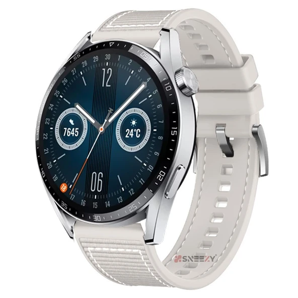 Xiaomi Watch S1 -S1 Active -Mi Watch -Watch Color 22mm Uyumlu Dikiş Desenli Dokuma Silikon Kordon  Starlight ürün görseli 1