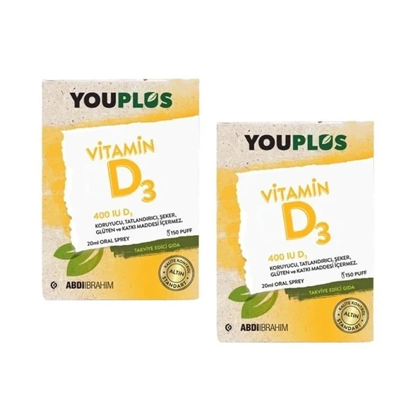 YouPlus Vitamin D3 400IU Oral Sprey 20 ml 2 Adet ürün görseli 1