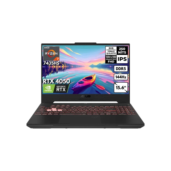 Tuf A15 Ryzen 7-7435HS 48-GB DDR5 1 TB SSD RTX4050 (6GB-140W) 144 Hz Windows 11 Hom Taşınabilir Bilgisayar 15.6" Fhd FA507NUR-LP035HMF45 ürün görseli 1