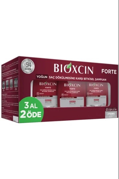 Bioxcin Forte Şampuan Tüm Saç Tipleri Için 3x300ml Yoğun Saç Dökülmesi Şampuanı ürün görseli 1