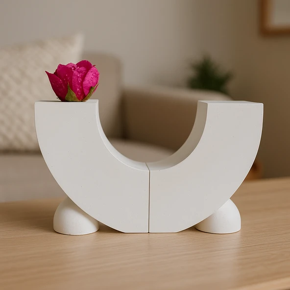 Beton Minimalist Vazo Mumluk 9.5 Cm 2 Li ürün görseli 1