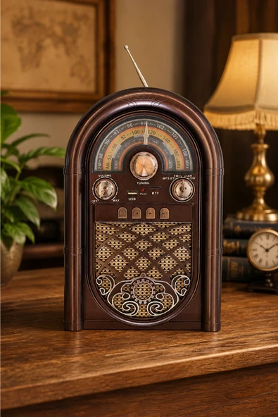 Raiseng R-1950BTL Ahşap Görünümlü Retro Radyo - Nostaljik Tasarım Bluetooth Hoparlör ürün görseli 1