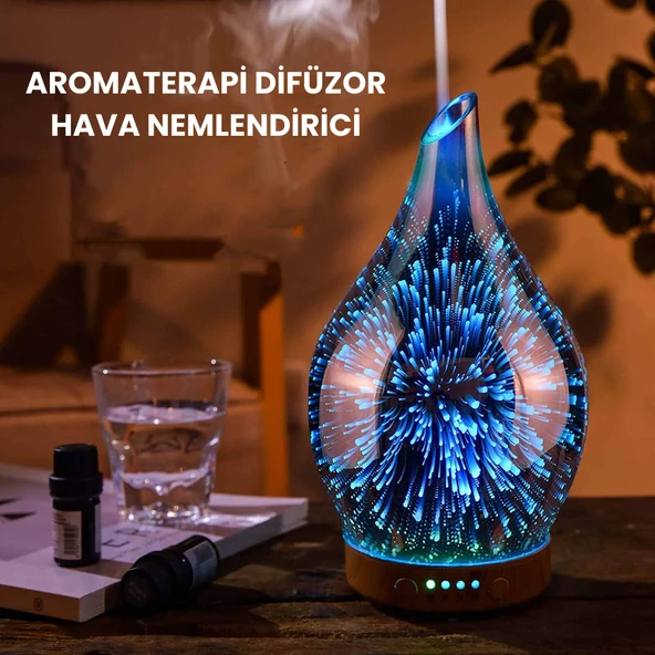 7 Renk LED Işıklı Aromaterapi Difüzörü  Otomatik Kapanmalı Zaman Ayarlı Koku Verici Gece Lambası ürün görseli 1