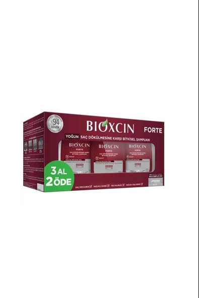 Bioxcin Forte Şampuan Tüm Saç Tipleri Için 3x300ml Yoğun Saç Dökülmesi Şampuanı ürün görseli 1