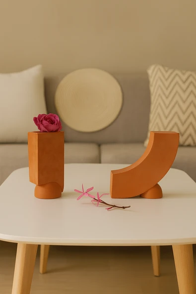 Beton Minimalist Vazo Mumluk 9.5 Cm 2 Li ürün görseli 1