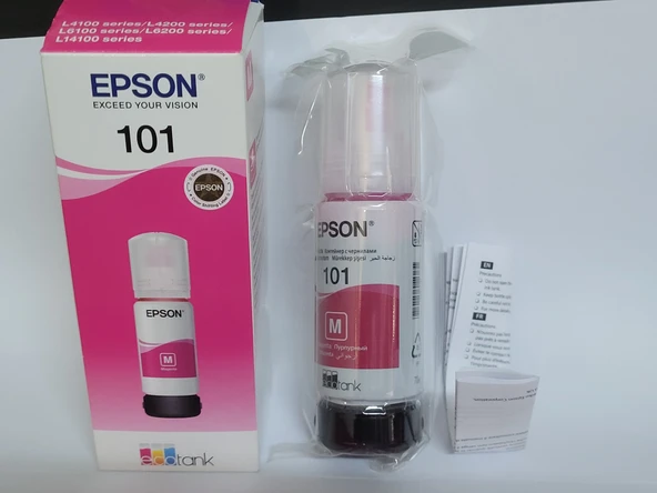 ORJİNAL Epson 101 Kırmızı Mürekkep Şişesi, 70 ml. L4150/L4160/L6160/L6170/L6190/L14150 (C13T03V34A) Magenta ürün görseli 1