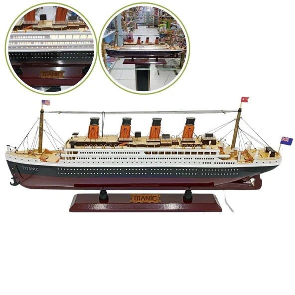 Titanik Led Işıklı Ahşap Model 60cm Titanic Gemi Koleksiyon U60 ürün görseli 1