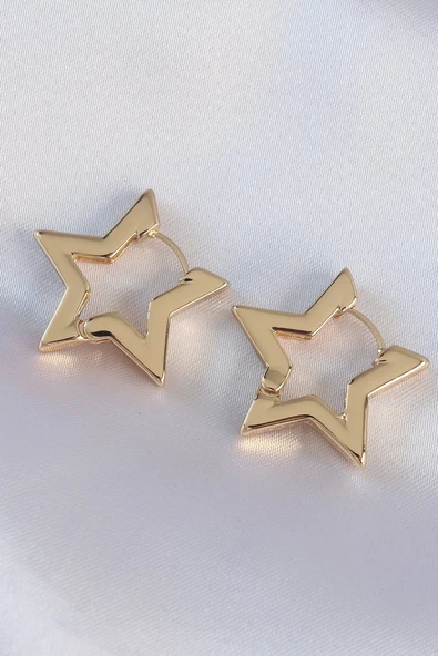 Pirinç Gold Renk Yıldız Küpe - TJ-BKP8982 ürün görseli 1