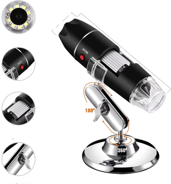 plentiful 1600x USB Dijital Mikroskop | 2MP 8 LED Saç & Cilt Analiz Kamerası ürün görseli 1