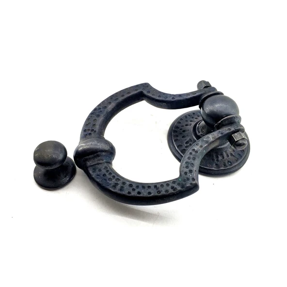 Antika Tarz Dekoratif Pirinç Dövme Kapı Tokmağı, Taktak - 150x105 mm, Oksit ürün görseli 1