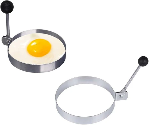 Metalik Daire Şeklinde Metal Omlet Yumurta ve Krep Kalıpları ürün görseli 1