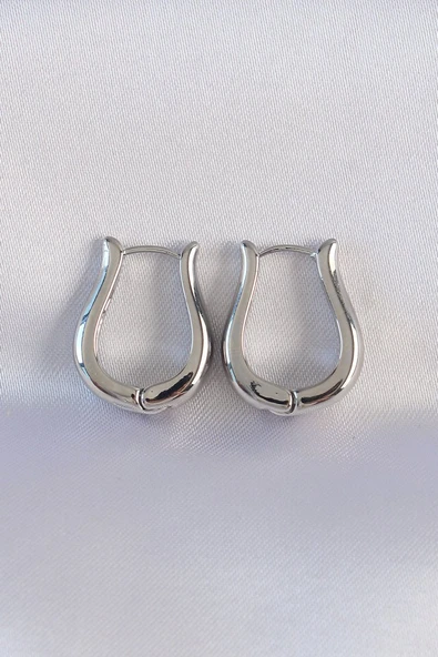 Pirinç Gümüş Renk İçi Boş Gül Küpe - TJ-BKP8977 ürün görseli 1