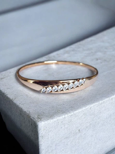 14K ROSE Gold Zirkon Taşlı Kelepçe ürün görseli 1