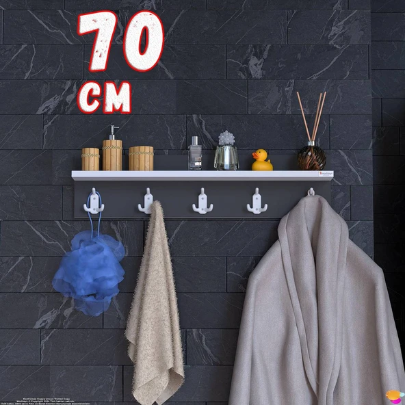 Modilayn Kedi Serisi 5’li Banyo Askısı Seti |66,4x18 cm 15 Kancalı Raflı Düzenleyici Yer Tasarrufu. ürün görseli 1
