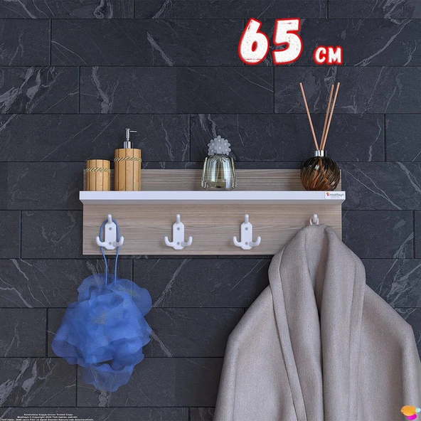 Modilayn Kedi Serisi 61,4x18cm 4’lü Banyo Askısı Seti | 12 Kancalı Raflı Düzenleyici Yer Tasarrufu. ürün görseli 1