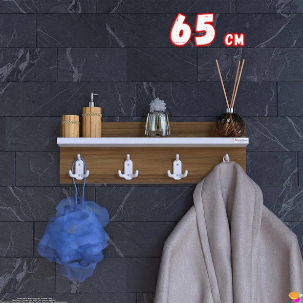 Modilayn Kedi Serisi 61,4x18 cm 4’lü Banyo Askısı Seti | 12 Kancalı Raflı Düzenleyici Yer Tasarrufu ürün görseli 1