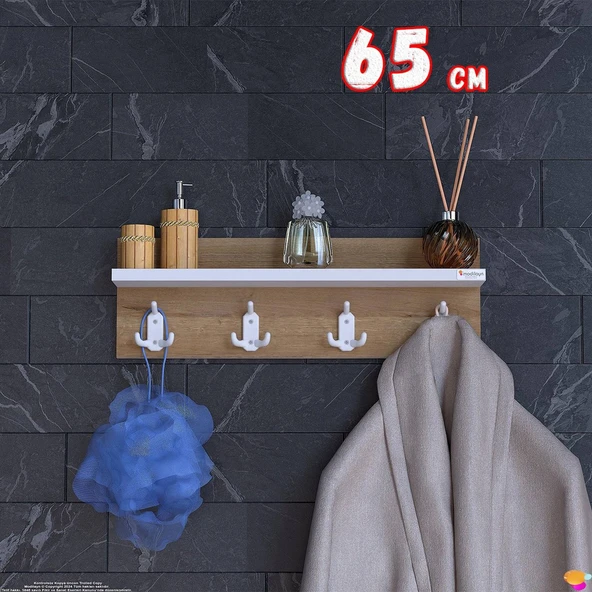 Modilayn Kedi Serisi 61,4x18cm 4’lü Banyo Askısı Seti | 12 Kancalı Raflı Düzenleyici Yer Tasarrufu ürün görseli 1