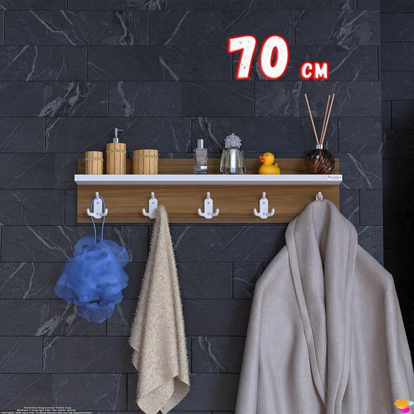 Modilayn Kedi Serisi 5’li Banyo Askısı Seti | 66,4x18 cm 15 Kancalı Raflı Düzenleyici Yer Tasarrufu ürün görseli 1