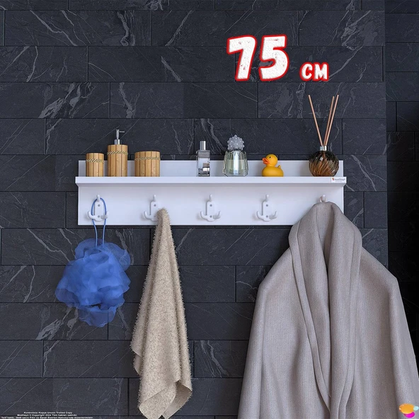 Modilayn Kedi Serisi 5’li Banyo Askısı Seti | 71,4x18 cm 15 Kancalı Raflı Düzenleyici Yer Tasarrufu ürün görseli 1