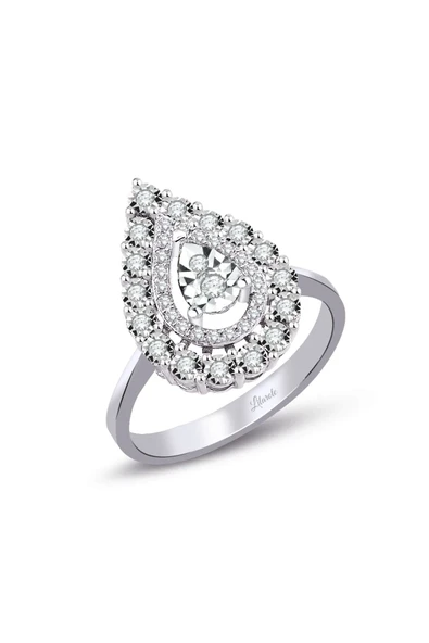 0.37 Ct. Modern Tasarım Damla Pırlanta Yüzük ürün görseli 1