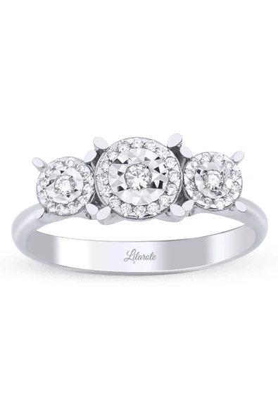 0.25 Ct. Üç Taş Pırlanta Yüzük ürün görseli 1